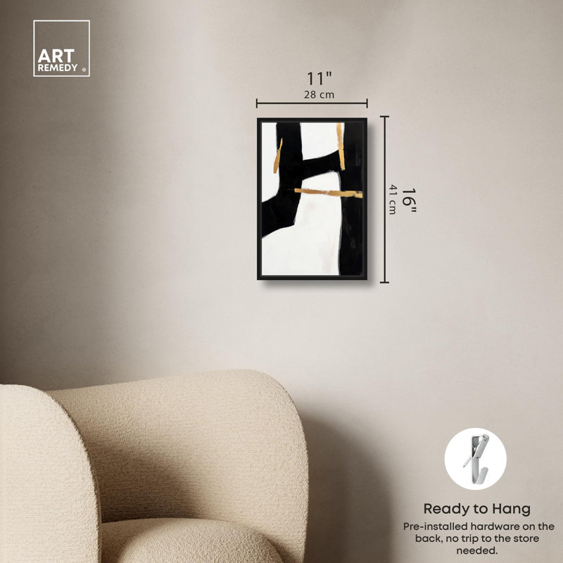 Art Remedy, toile d'art en noir et blanc Urban Grid I, H 16 po x l 11 po, Cadre flottant noir