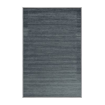 Machine Washable Solid Gray Area Rug