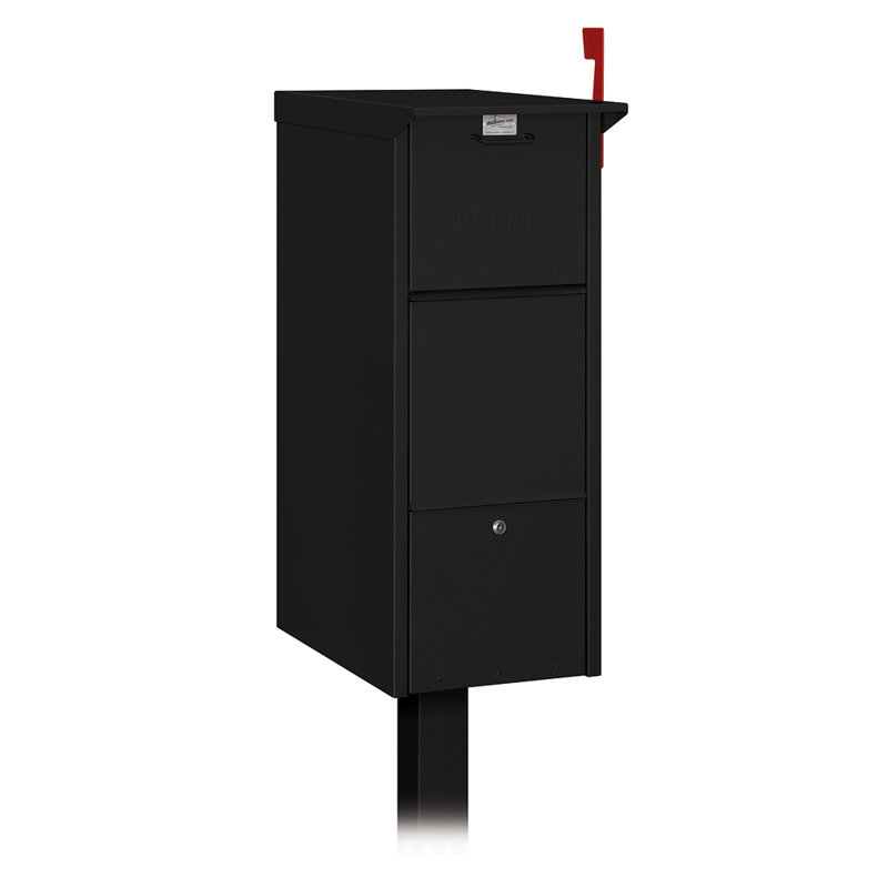 Black Aluminum Lockable Pedestal Mail Package Drop