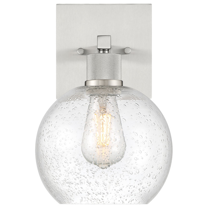 Port Nine Steel Armed Sconce, Brushed Steel