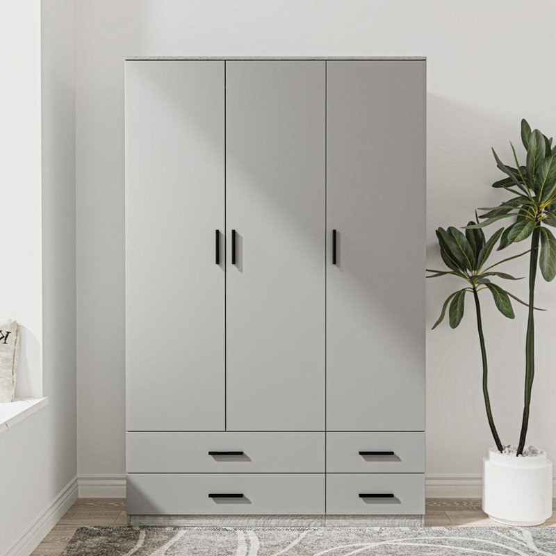 Retonia Manufactured Wood Wardrobe, Ash Grey/Grey
