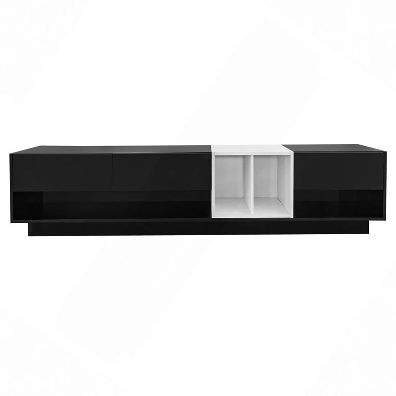 Sleek And Stylish TV Stand With Perfect Storage Solution, Two-Tone Media Console For Tvs Up To 80", Functional TV Cabinet With Versatile Compartment For Living Room
