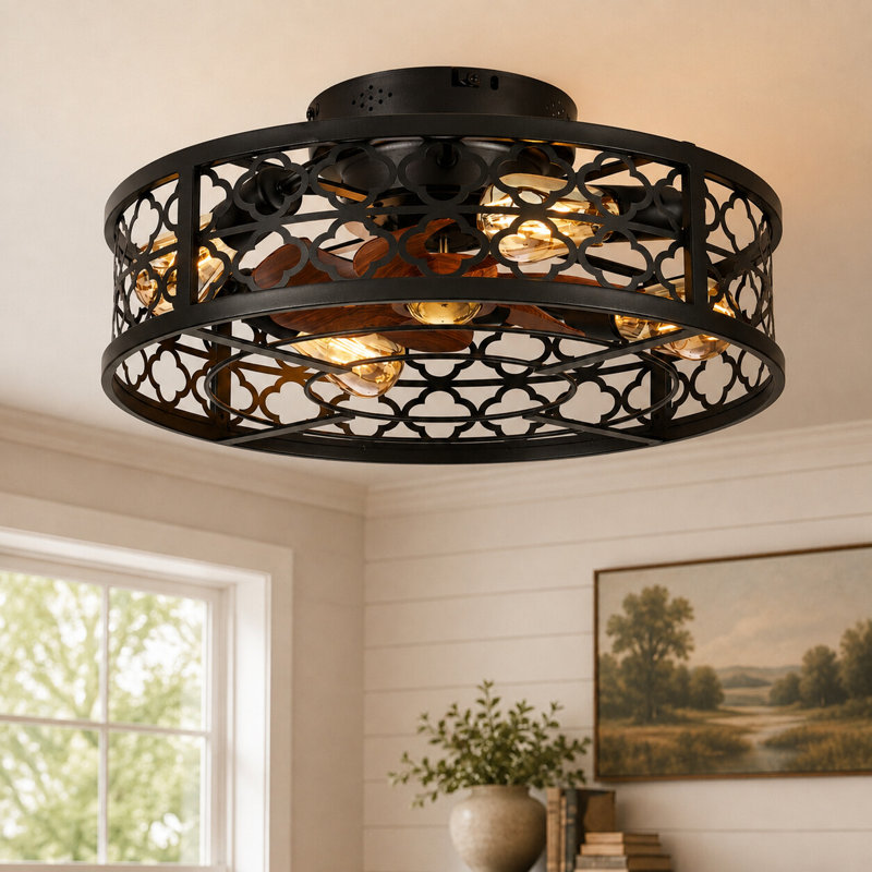 Ventilateur de plafond réversible en cage 20 po avec ensemble d'éclairage et télécommande Farmhouse