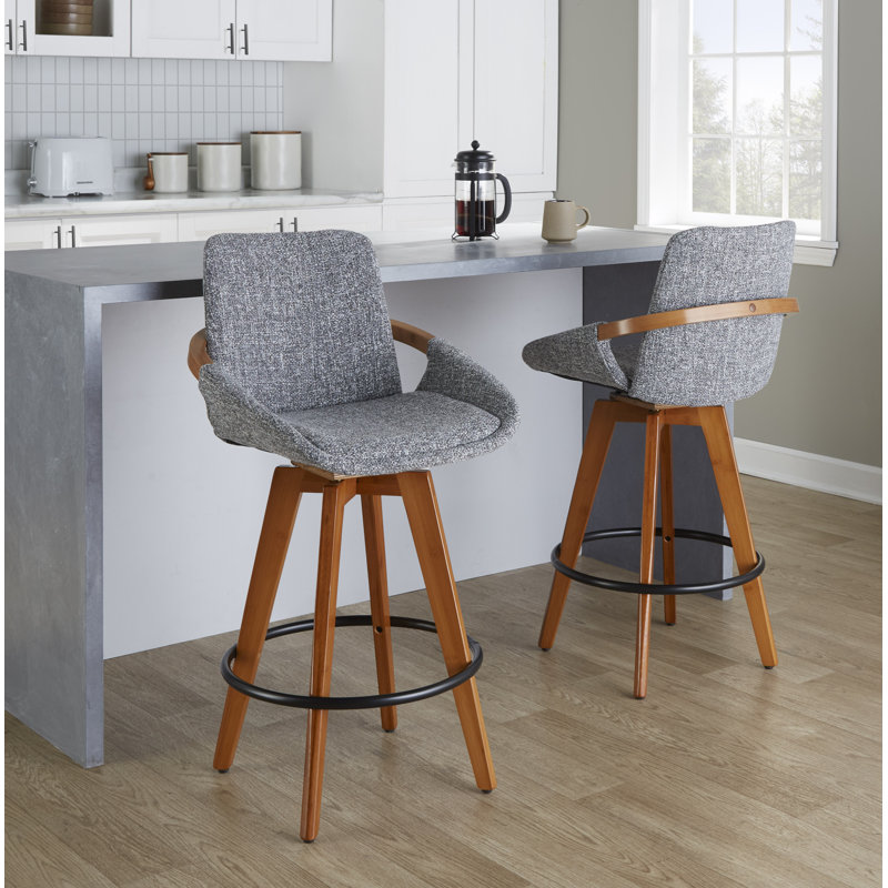 Whitacre Fixed-Height Bar & Counter Stool, Gray Noise Fabric, Counter Stool (26" Seat Height)