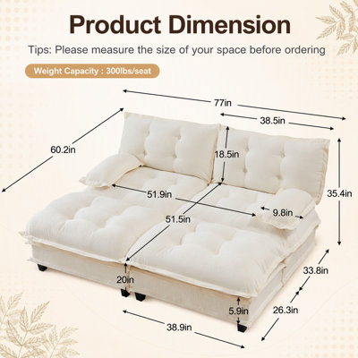 Canapé d'angle modulaire infonuagique avec 2 poufs, canapé profond, coussins confortables à structure ajourée, canapé-lit pour une utilisation polyvalente