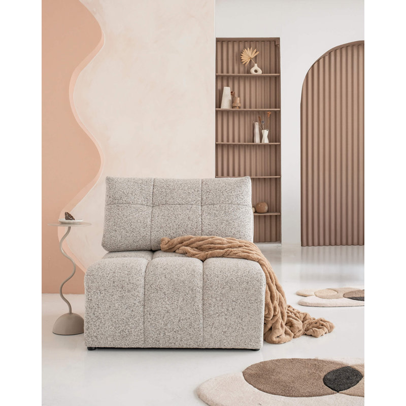 Lulu Upholstered Armless Chair, Light Grey