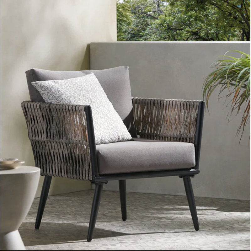 Rustic Aluminum Framed Club Chair for Outdoor Relaxation