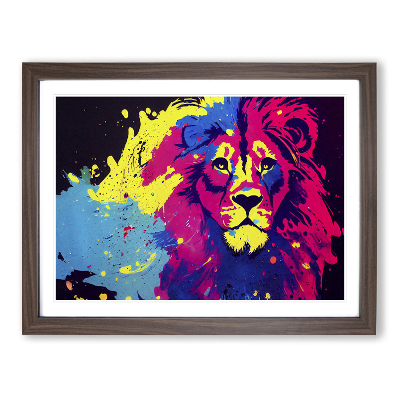 Lion Splash Vol.5 Abstract - Single Picture Frame Print, 46cm H x 64cm W x 2cm D, Walnut