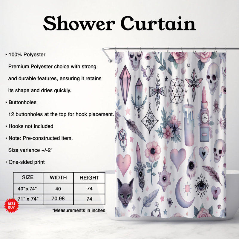 Rideau de douche 1 pièce Soft Soft Vibes, H 74 po x l 71 po
