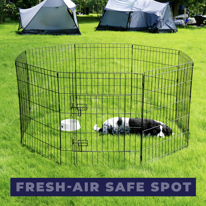 8 Panel Dog Playpen with Door, 61cm H x 61cm W x 61cm D