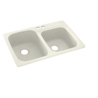 33'' L Mounting / Installation Required Double Bowl Solid Surface Kitchen Sink