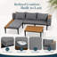 Ensemble de canapé d'extérieur moderne en bois d'acacia avec coussins résistants à l'eau et table basse pour terrasse-129910546
