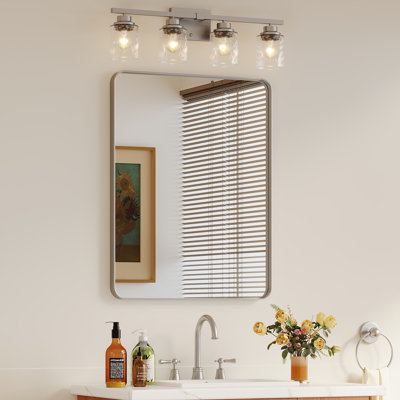 Miroir mural de salle de bain en verre trempé et aluminium