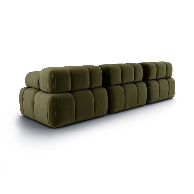 3 Seater Velvet Sectional, Olive
