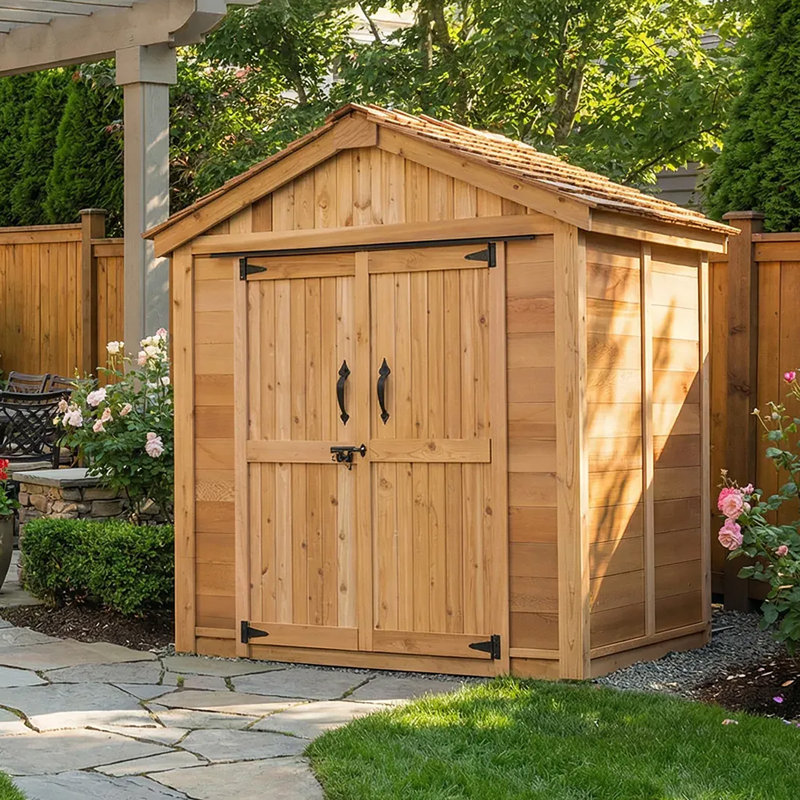6 ft. W x 4 ft. D Double Door Cedar Wood Storage Shed