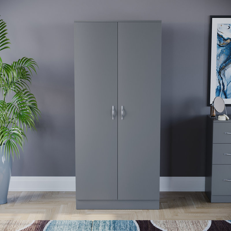 Maybery 2 Door Manufactured Wood Wardrobe, Light Spruce