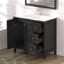 Meuble-lavabo de 35,5 po, finition noire, lavabo en résine, 3 tiroirs, portes à fermeture douce, conception éclaboussure, matériau en contreplaqué, structure à usage quotidien, longue durée