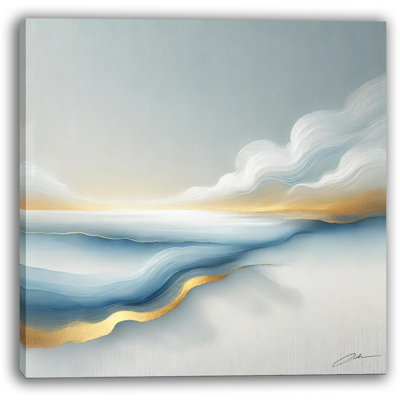 Golden Horizons - art abstrait sur toile tendue avec paysage marin