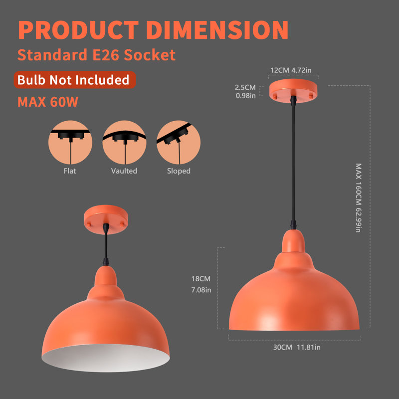 Luminaire suspendu, Bronze, Orange