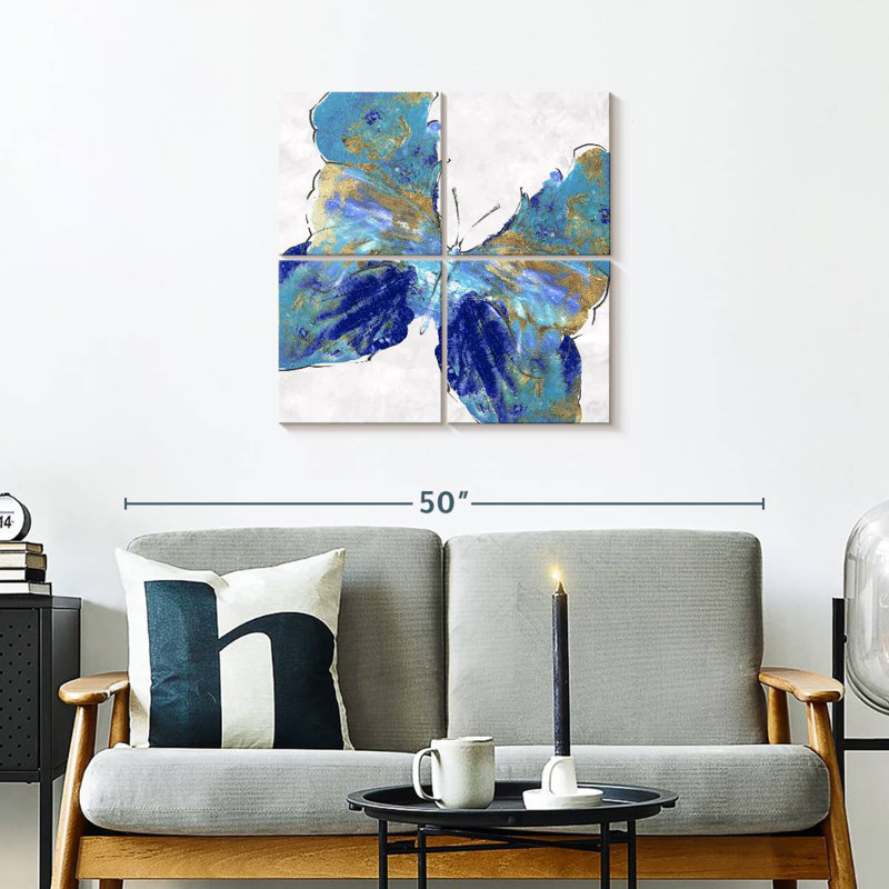 Brampt Blue Butterfly Gold Streaks, 26" H x 26" W