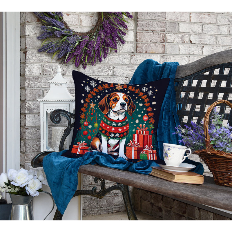 1094_Beagle Christmas Fabric Decorative Pillow, 18 po x 18 po
