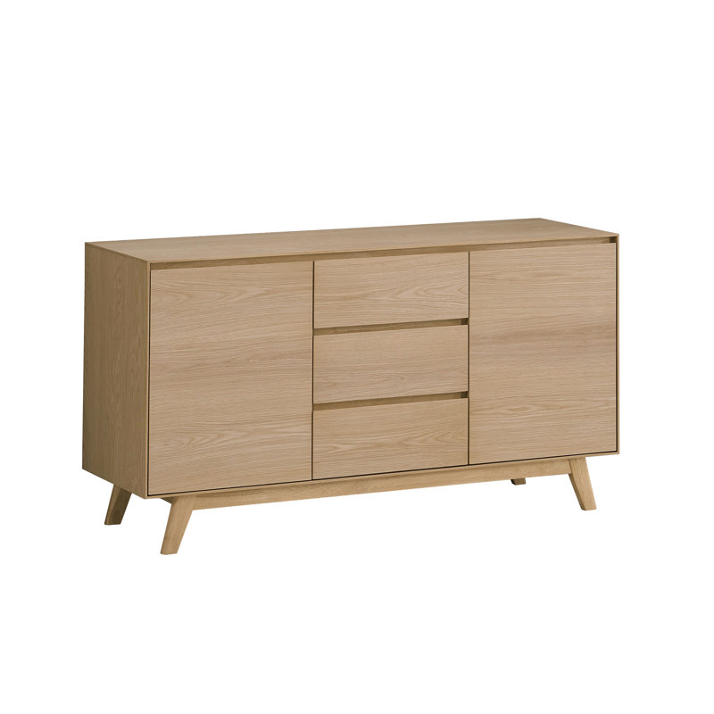 Desserte Chic Oak - Améliorez votre salle à manger. Glissières latérales en métal pour un fonctionnement fluide. Tiroir doublé de feutre. Fabriqué à partir d'éléments. Espace de rangement généreux. Chêne synthétique