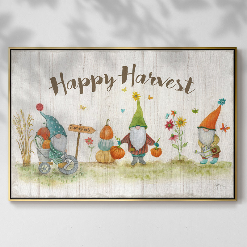 Toile tendue avec châssis Gnome Harvest, H 17 po x l 25 po x P 2 po, Toile avec cadre flottant or