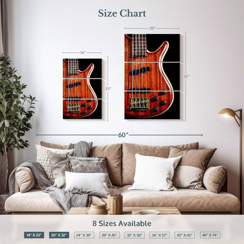 Wooden Bass Guitar, H 32" x l 20"