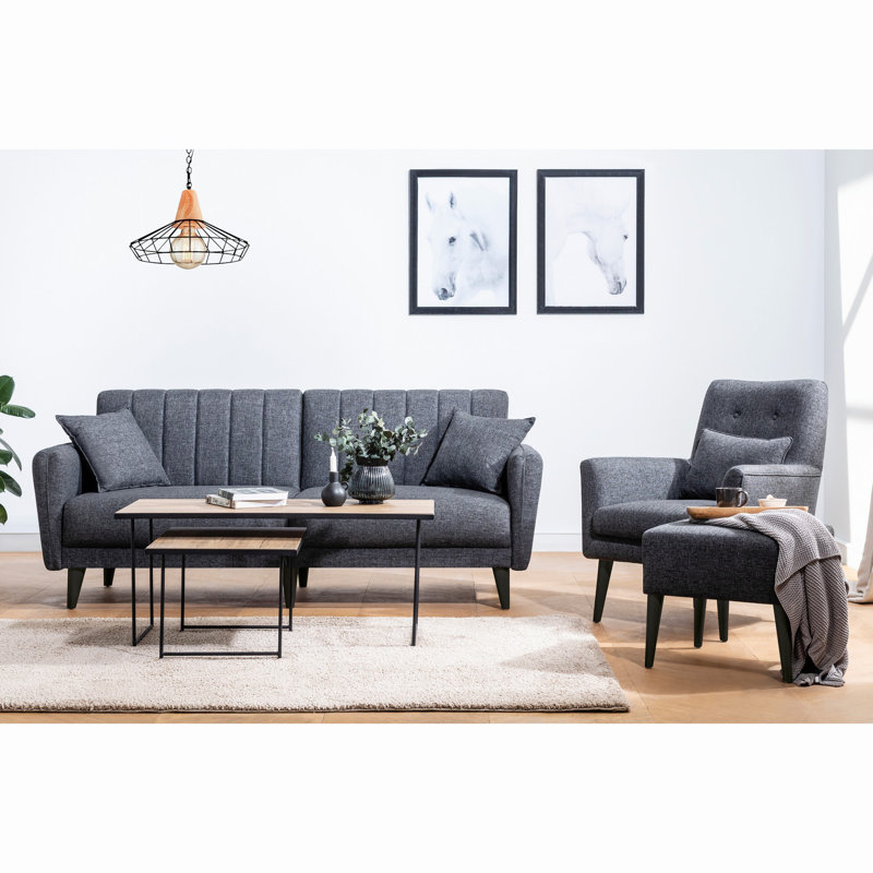Ensemble de salon 2 pièces Sky, 100 % polyester anthracite