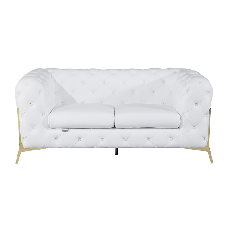 Causeuse rembourrée 100% cuir italien Global United, White