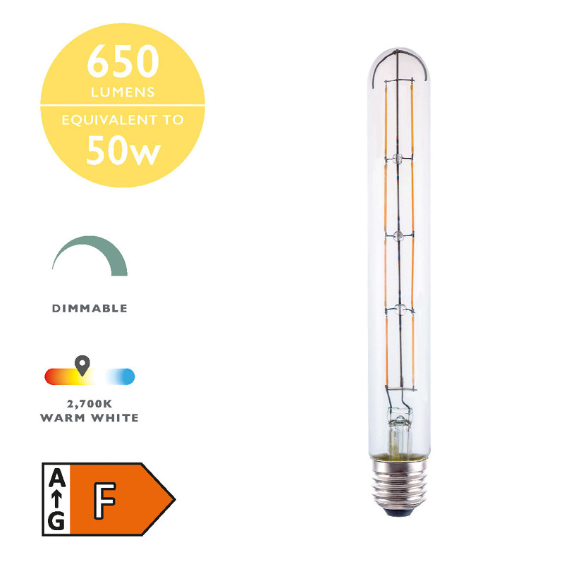 6W E27 Dimmable LED Tube Light Bulb