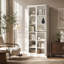 Armoire de rangement blanche en métal à 2 portes de 72 pouces avec 2 portes en verre trempé et 5 tablettes réglables pour le bureau de cuisine
