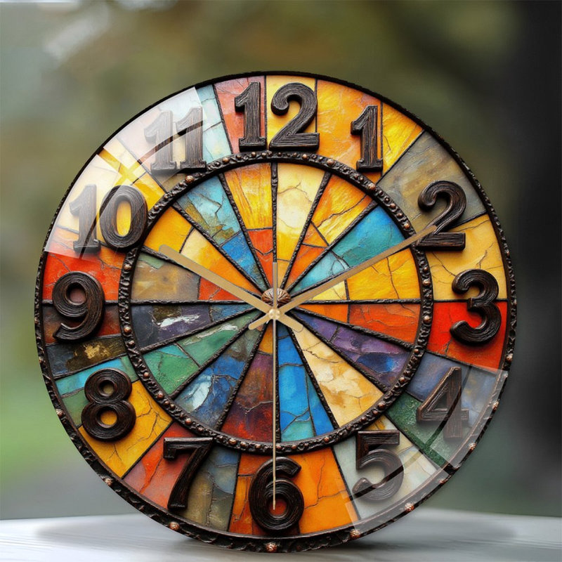 Horloge murale décorative en verre teinté Unique Art Design Art - Horloge murale moderne en verre 12 po