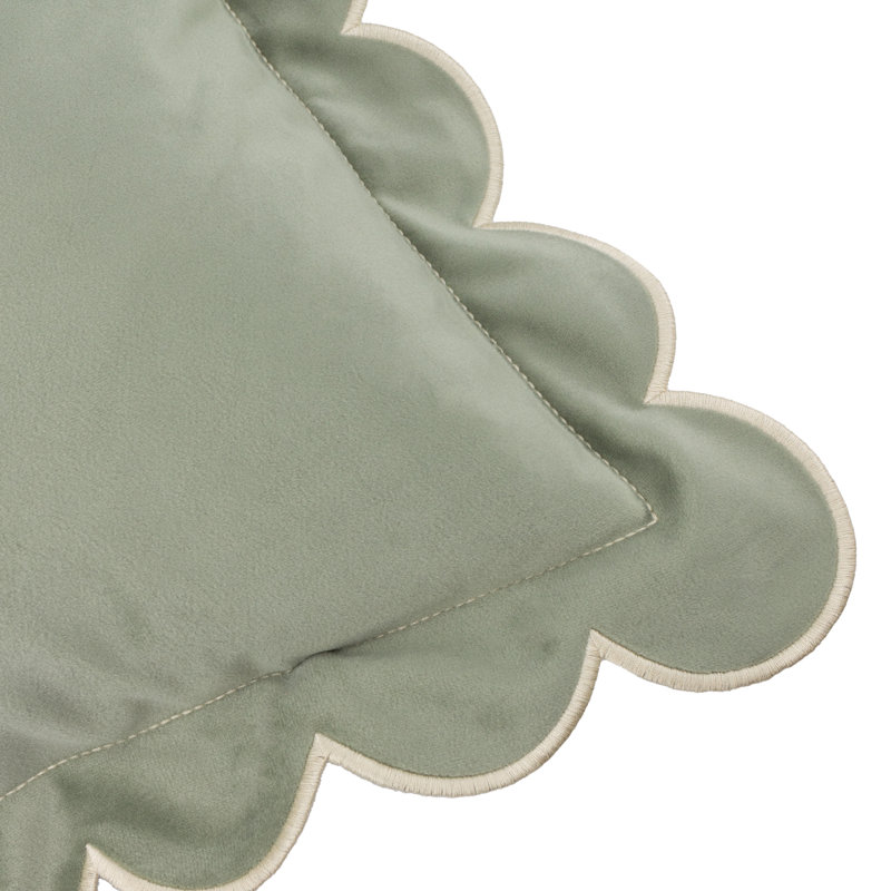 Lil Scallop Square Cushion, Feather, Green/Beige