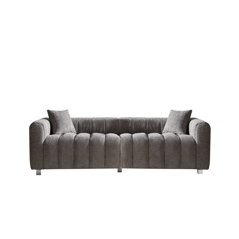 87.4'' Premium Velvet Sofa 3-Seater Loveseat, Gray