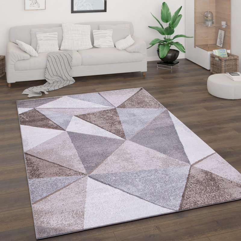 Yemina 100% Polypropylene Beige/Gray/White Rug, Rectangle 120 x 160cm