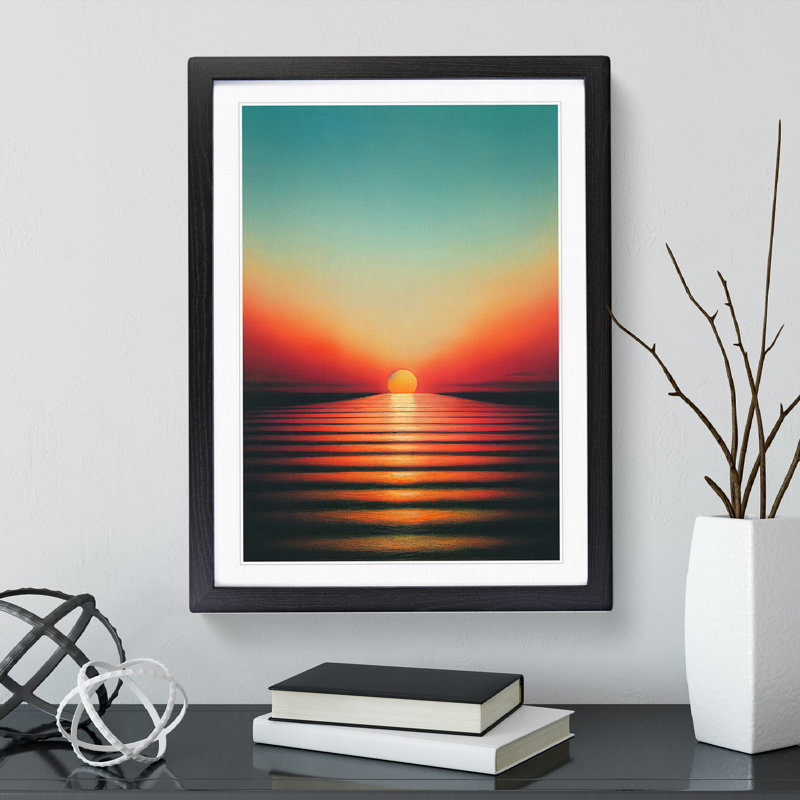 XV1022-3750X Resplendent Abstract Ocean Sunset - Print, Black Framed, 66cm H x 48cm W, White