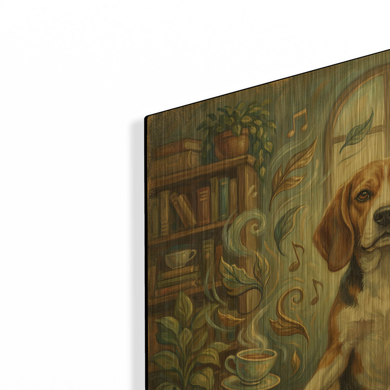  «Beagle Yoga Lotus» par Rich Monet, art mural en métal doré, 24 po x 24 po, 24 po x 24 po