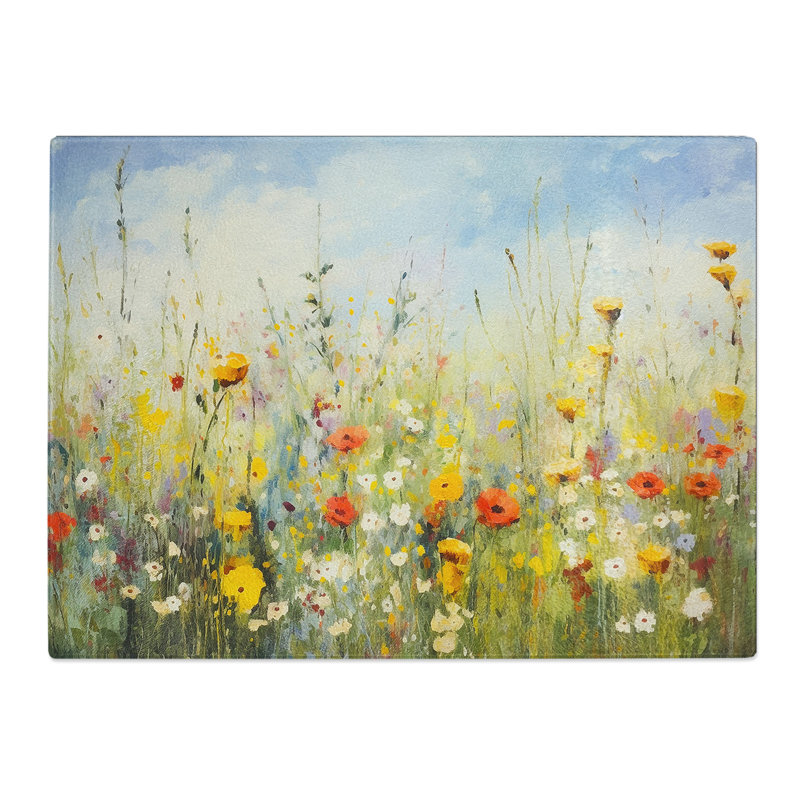 Wildflowers Impressionism No.3  Glass Chopping Board