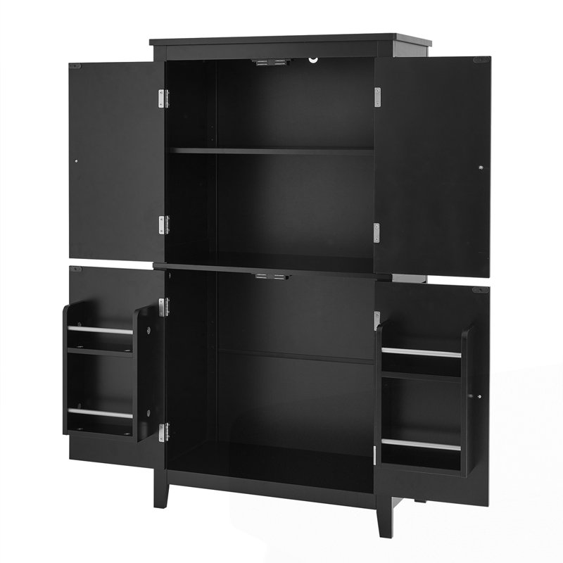 Elegant Bathroom Floor Storage Cabinet, Black