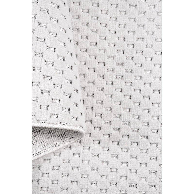 Tapis moderne en polyester crème Lucida résistant aux taches et facile à nettoyer, 5 pi x 7,5 pi