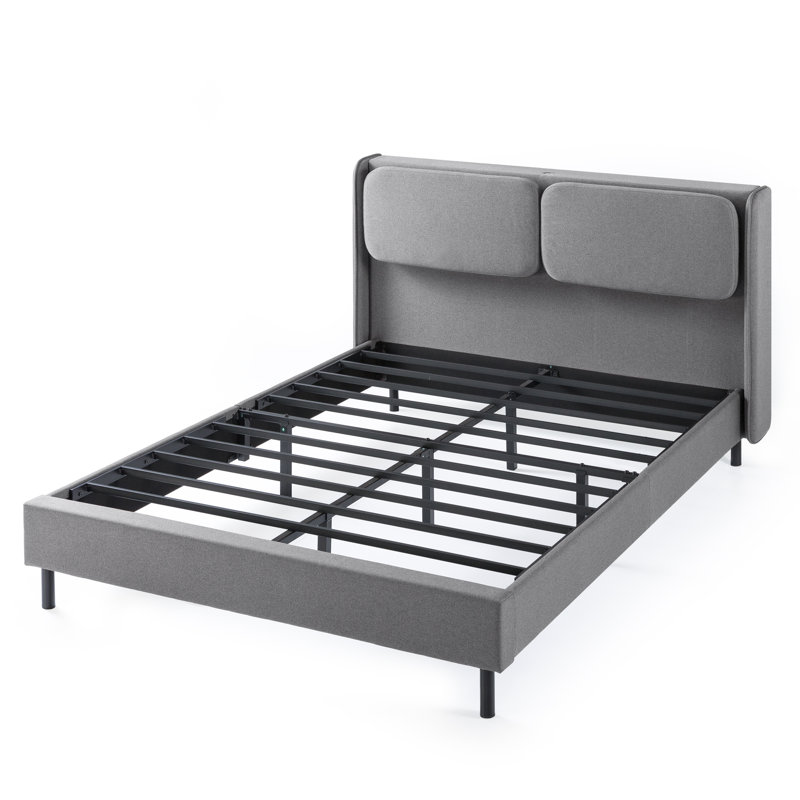 Upholstered Wingback Bed, Queen, Gray