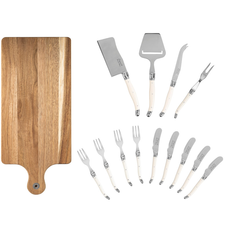 Ensemble de 14 pièces de charcuterie avec plateau de service en bois French Home