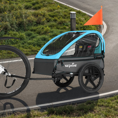 Foldable Kids Bike Trailer With Storage Bag, Fits 1-2 Children