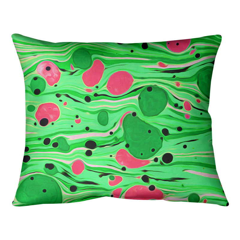 Coussin Swirls, 10 po x 14 po, Duvet synthétique, Vert / rose