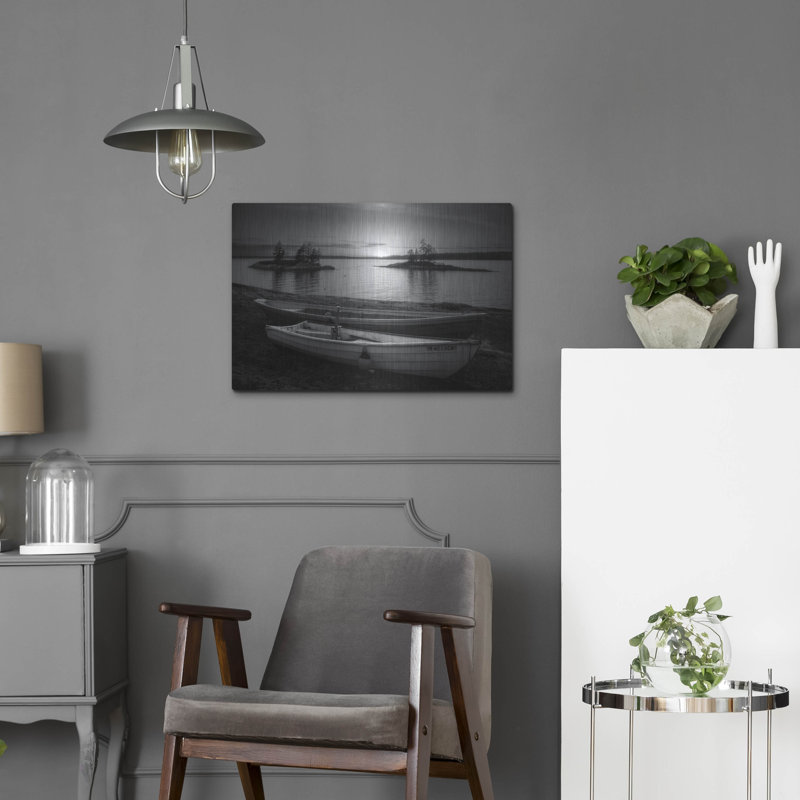 «Spring Sunset Lookout Point BW» par Rick Berk, art mural en métal, H 16 po x l 24 po