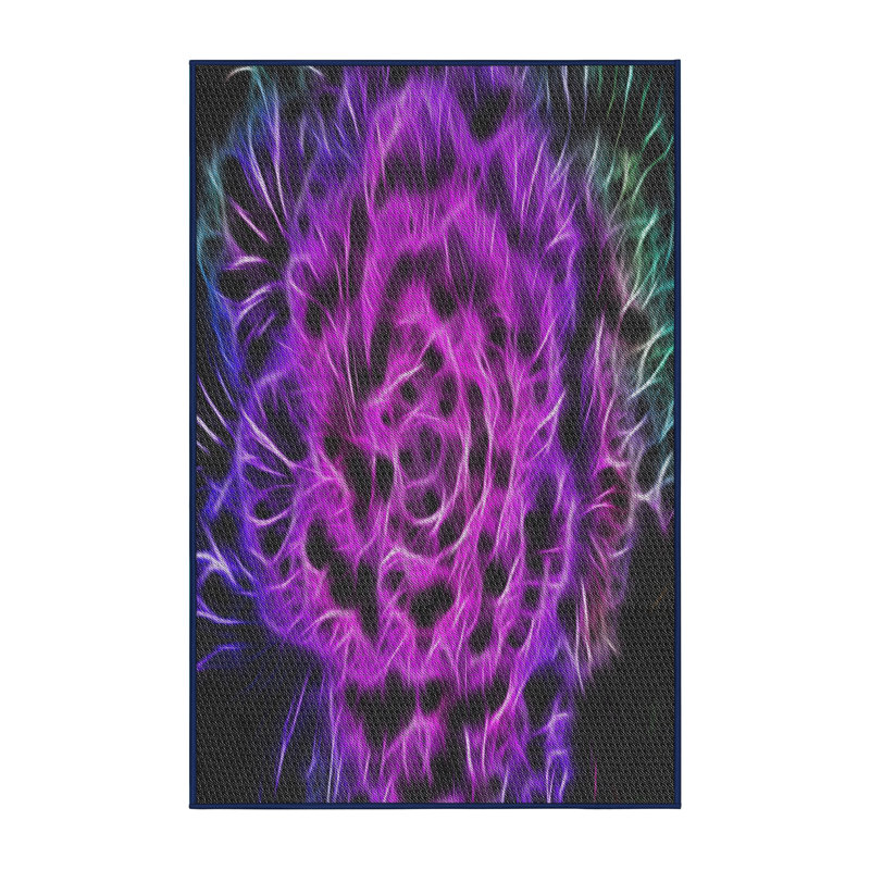 Tapis à tisser rose/vert/noir, Tapis de couloir 2 pi x 5 pi