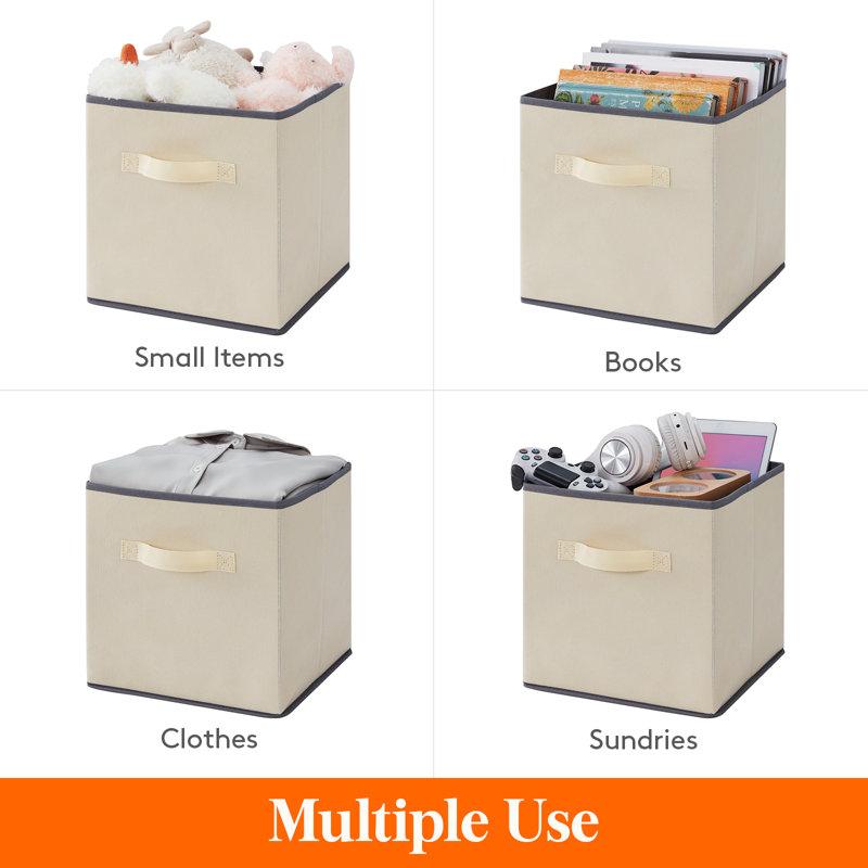 Collapsible Storage Cubes 11 Inch Foldable Fabric Bins Multi-color Organizers Decorative Organizing Baskets For Shelves For Closet, Utility Room, Storage Room Set Of 6 