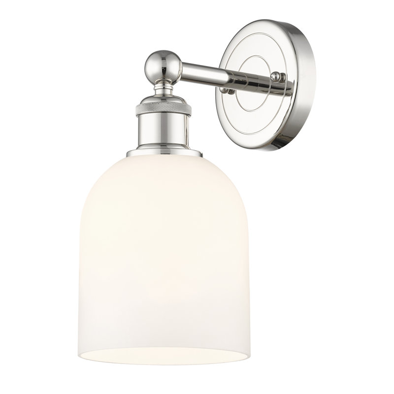 Applique murale 1 lumière 6 "Edison Allysson, Nickel poli, Blanc lustré