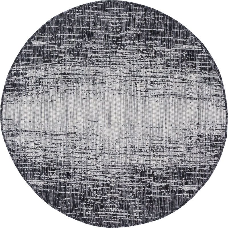 Pindall Charcoal Gray/Gray Indoor/Outdoor Rug, Round 4'1"